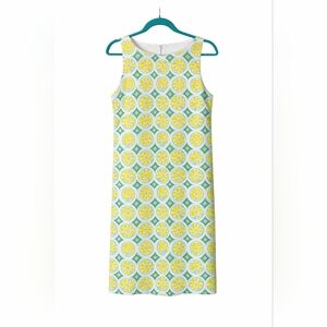 STS Sail to Sable Lemon Print Shift Dress XS Yellow Green Citrus Sleeveless